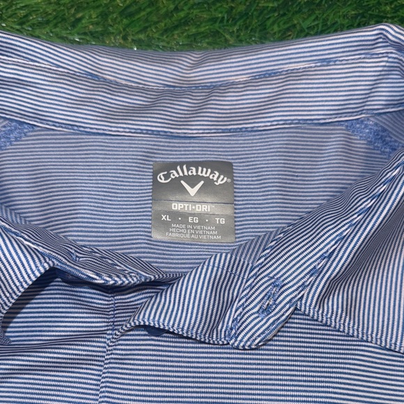 Callaway Men's Striped Polo Shirt in Light Blue Opti Dri XL Long Sleeves - Picture 2 of 7